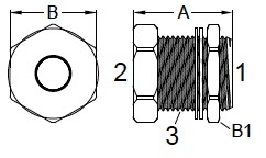 Bulkhead Coupling With Nut Drawing